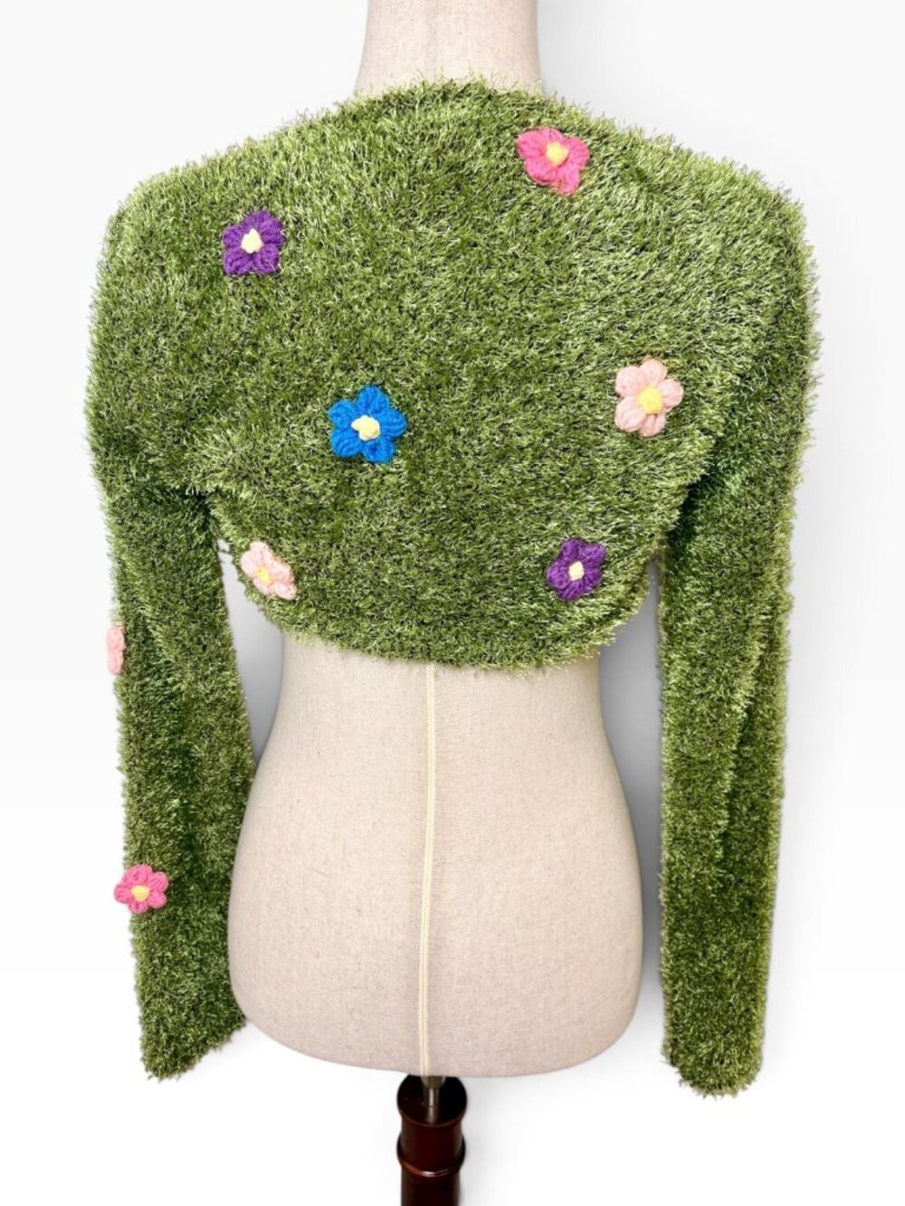 NWT Dolls Kill Delia's Grass Mohair Floral Shrug Green Size Small - Picture 5 of 9
